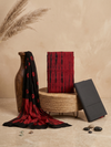 Red & Black Tie-Dye Shibori | 3-Piece Unstitched Suit Set