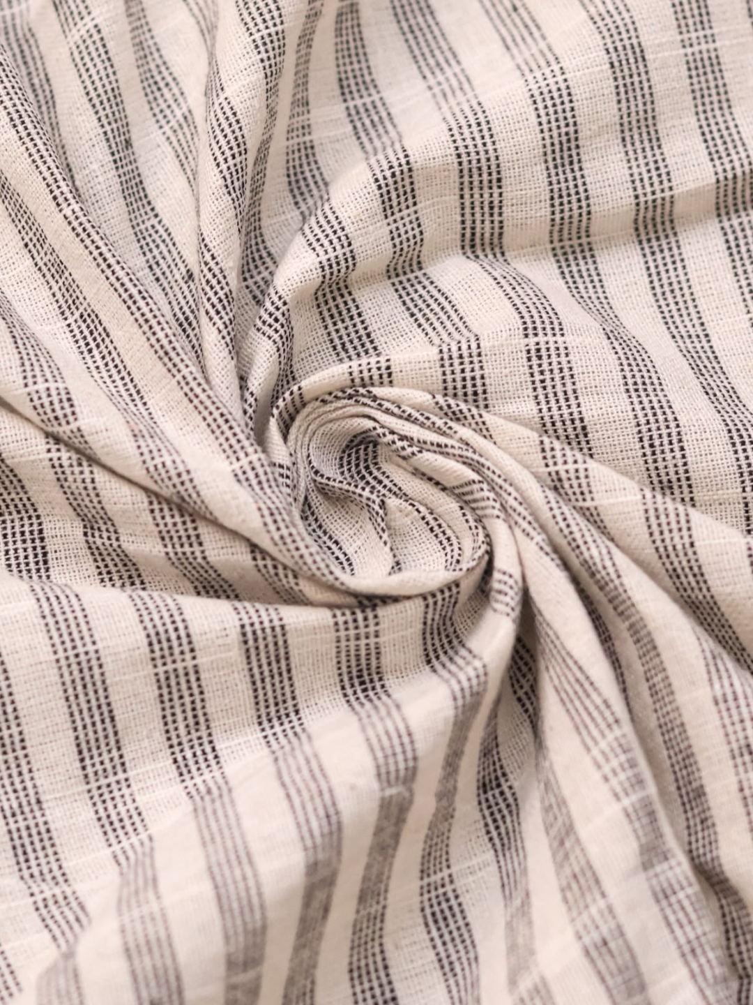 Textured Khadi Cotton Stripe Fabric