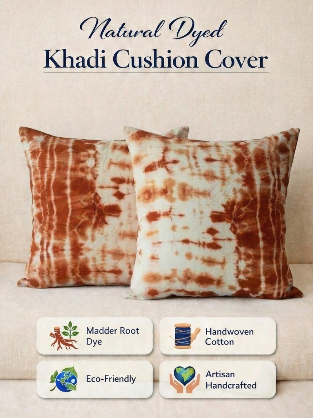 MOOL Manjistha Dyed Khadi Cushion Cover