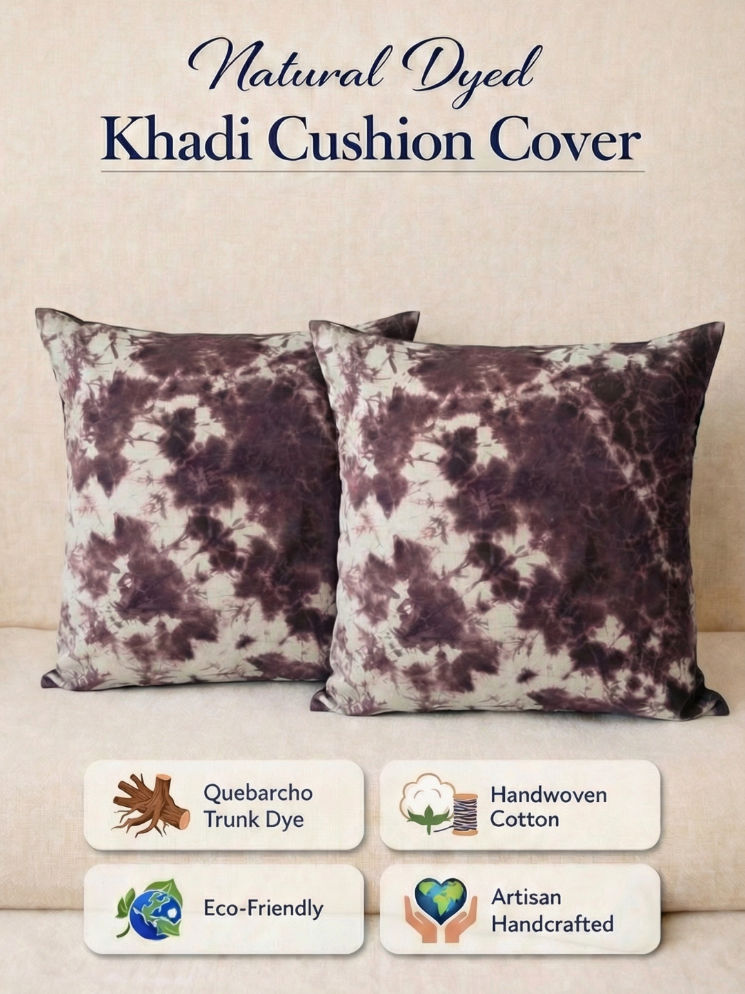 MOOL Quebracho Hand-Dyed Khadi Cushion Cover
