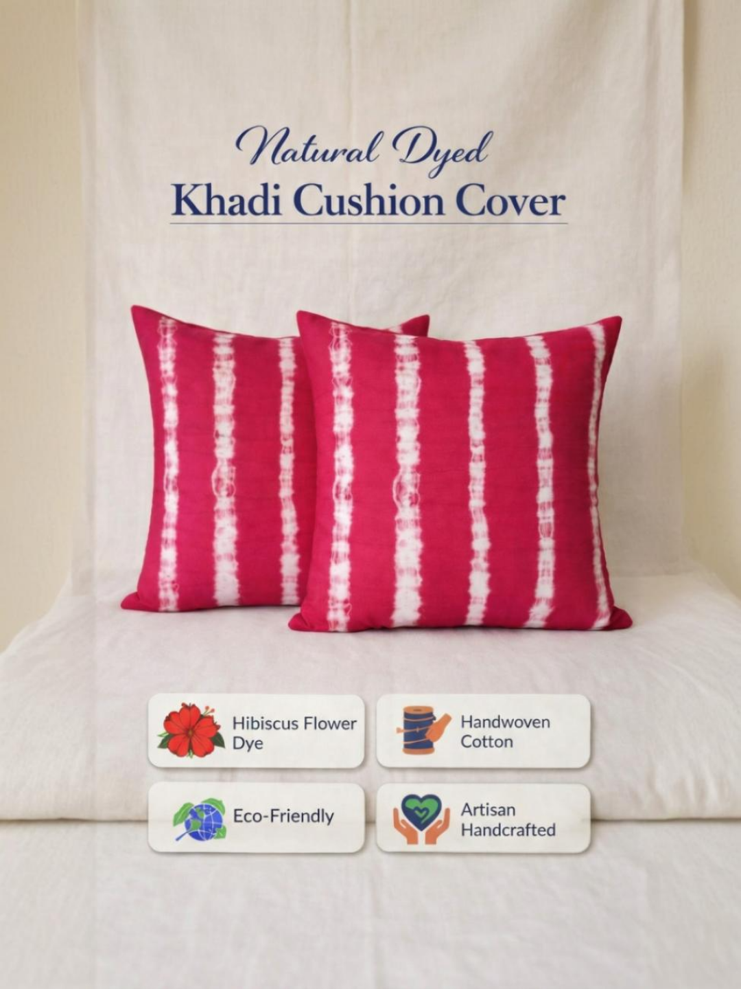 MOOL Hibiscus Tie-Dye Khadi Cushion Cover