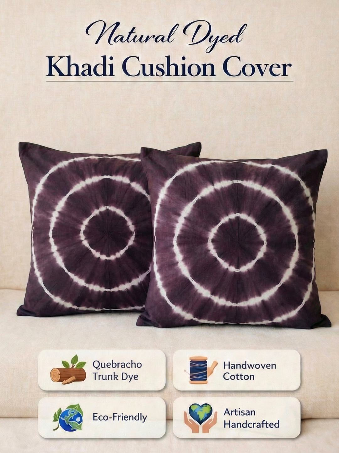 MOOL Tie-Dye Khadi Cushion Cover Quebracho