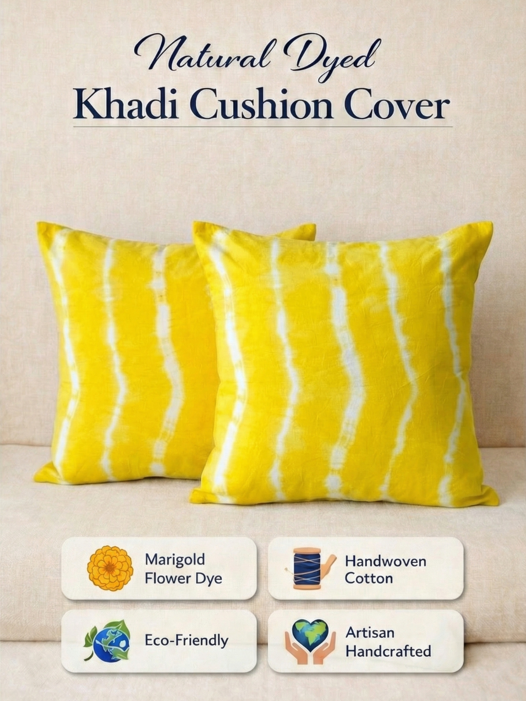 MOOL Marigold Tie-Dye Khadi Cushion Cover