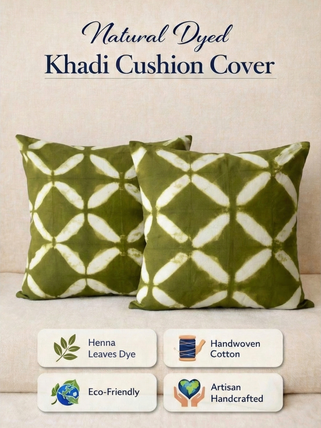 MOOL Khadi Cushion HENNA Tie-Dye