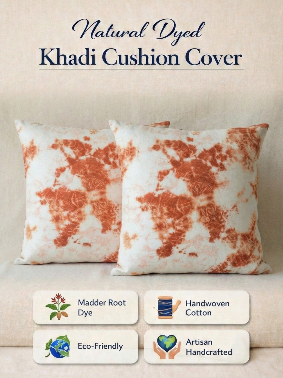 MOOL Manjistha Hand-Dyed Khadi Cushion
