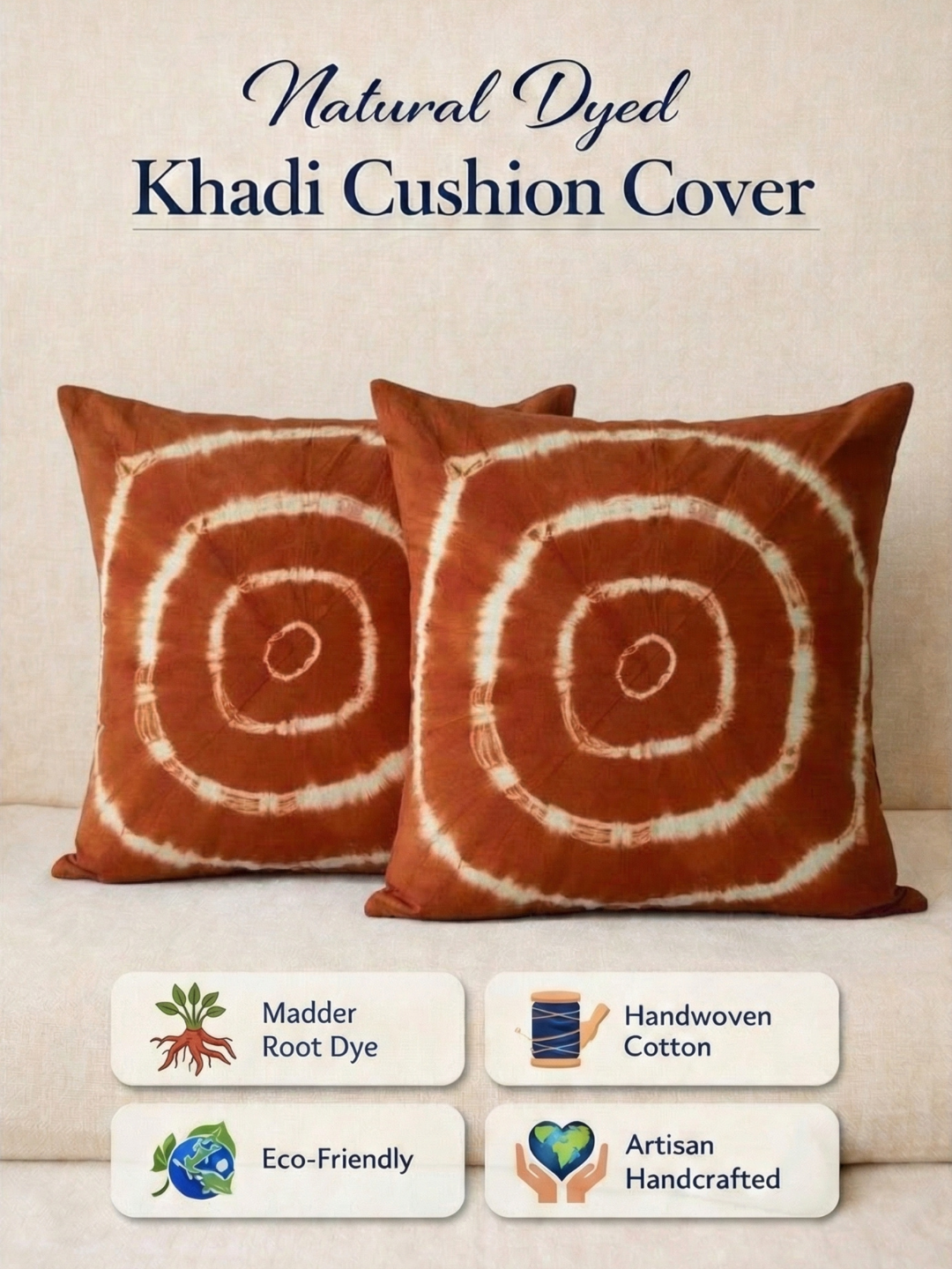 MOOL Tie-Dye Khadi Cushion Cover Manjistha
