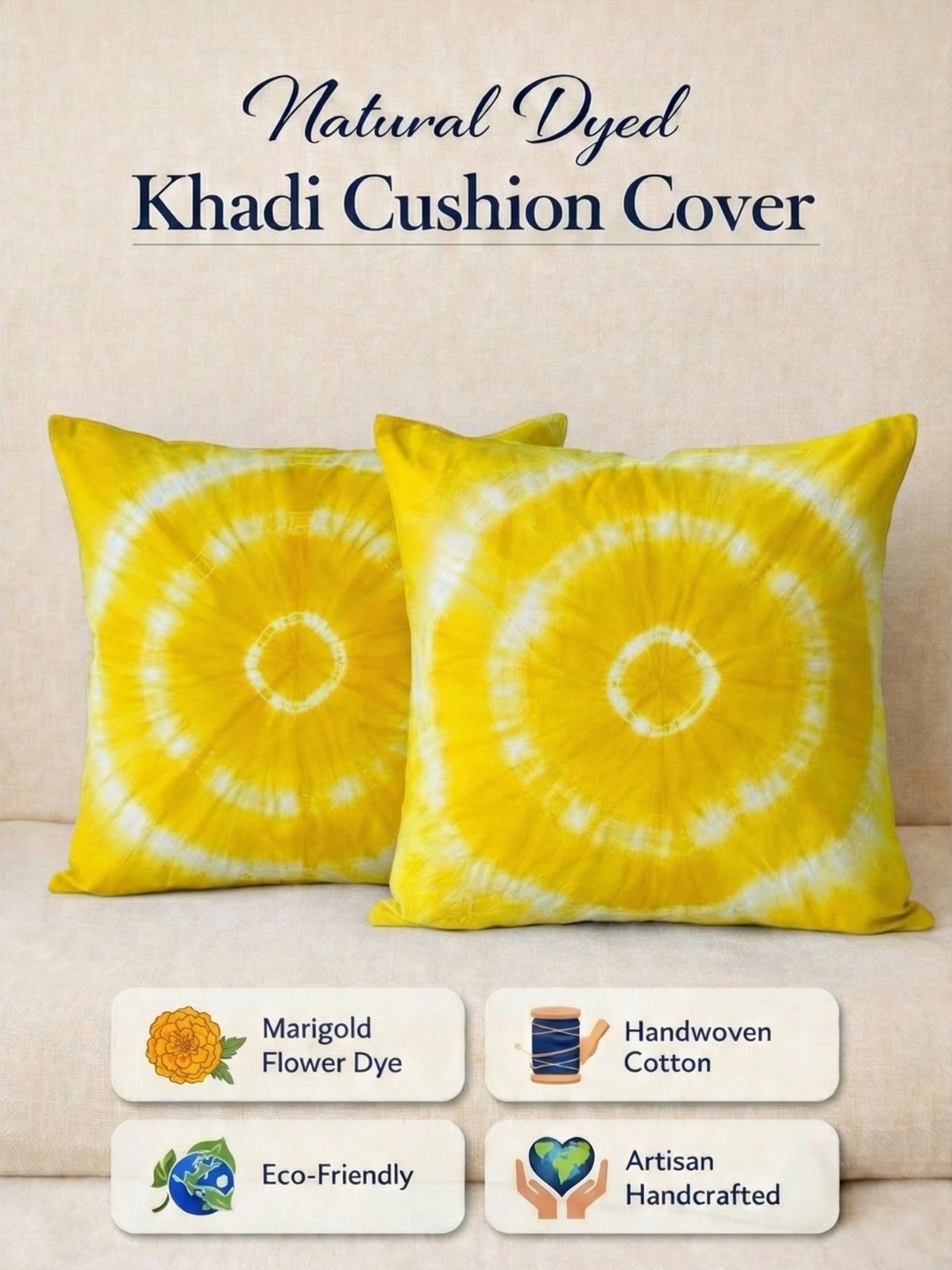 MOOL Tie-Dye Khadi Cushion Marigold Cover