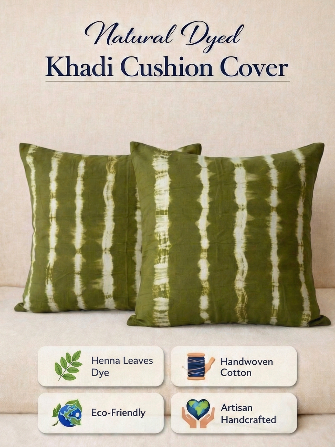 MOOL HENNA Tie-Dye Khadi Cushion Cover