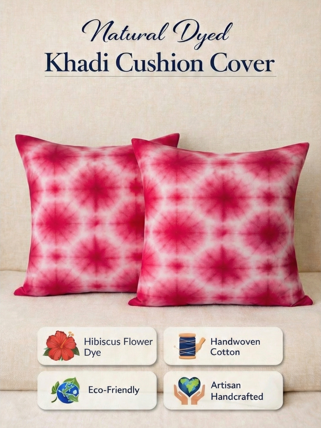 MOOL Khadi Hibiscus Tie-Dye Cushion Cover