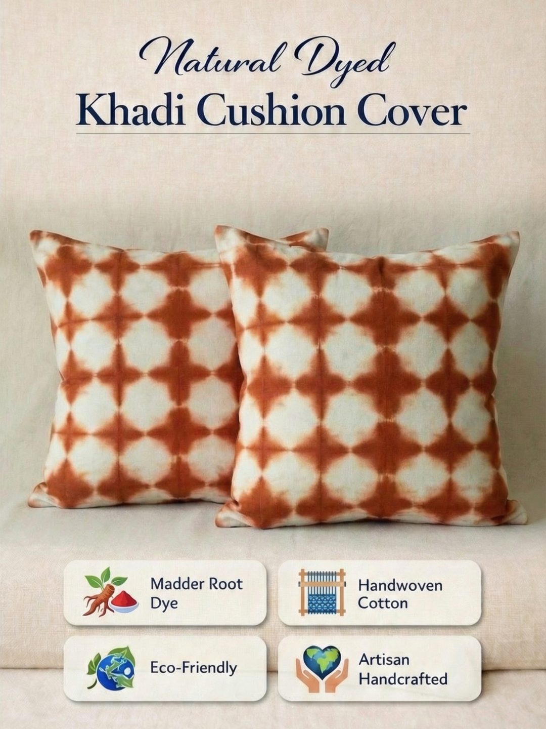 MOOL Khadi Manjistha Tie-Dye Cushion Cover