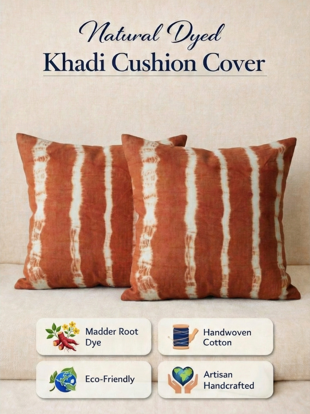MOOL Manjistha Tie-Dye Khadi Cushion Cover