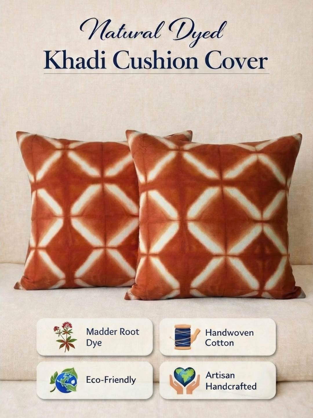 MOOL Khadi Cushion Cover Manjistha Tie-Dye