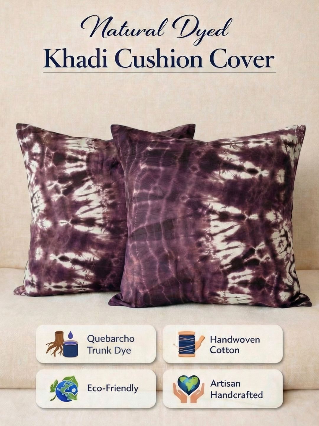 MOOL Quebracho Dyed Khadi Cushion Cover