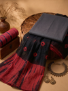 Red & Black Tie-Dye Shibori | 3-Piece Unstitched Suit Set