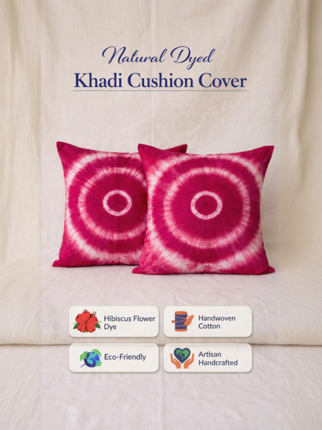 MOOL Tie-Dye Khadi Cushion Cover Hibiscus