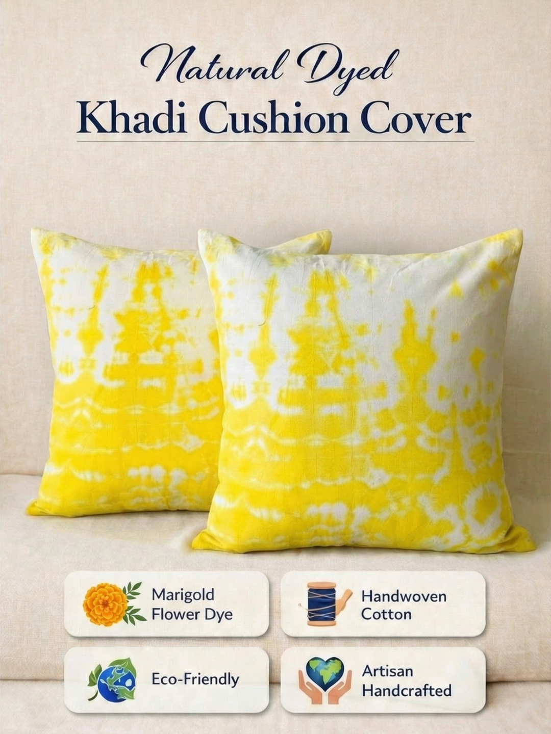 MOOL Marigold Dyed Khadi Cushion