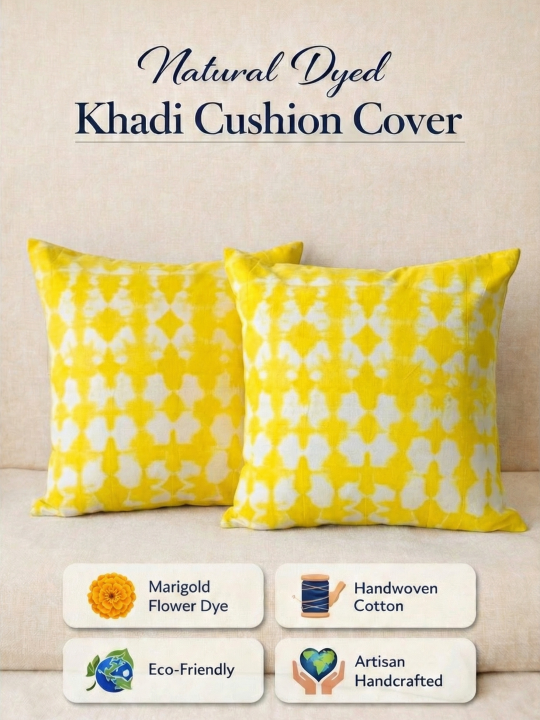 MOOL Khadi Marigold Tie-Dye Cushion Cover