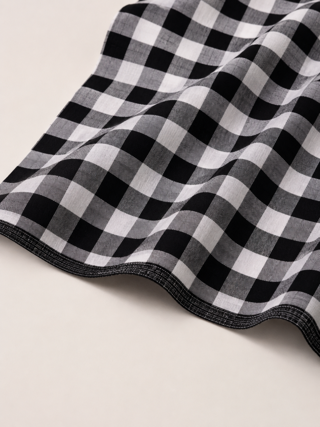Classic Handloom Khaddar Check Fabric – Black & White