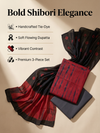 Red & Black Tie-Dye Shibori | 3-Piece Unstitched Suit Set
