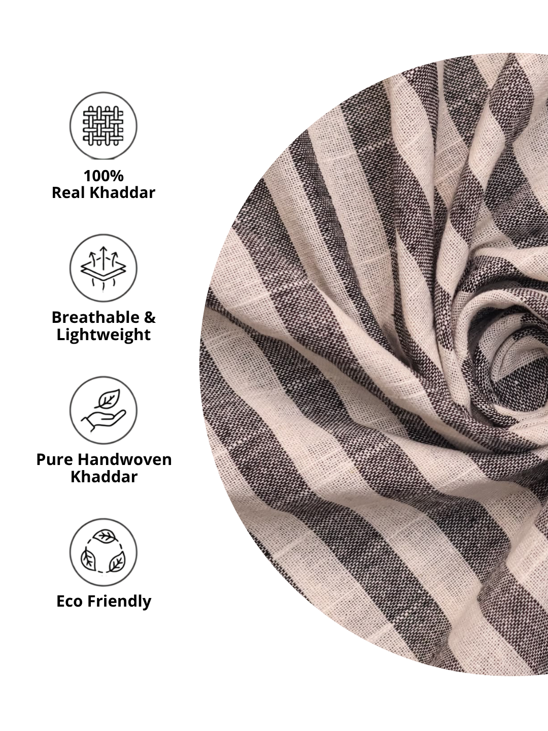 Fine Weave Khadi Stripe Cotton