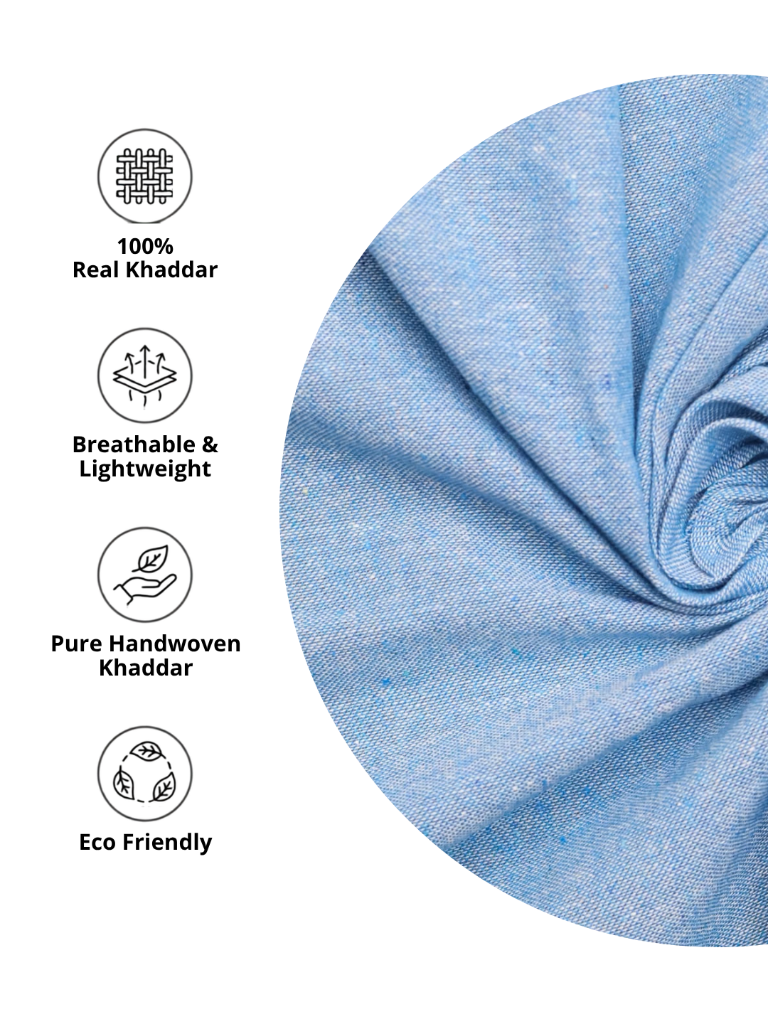 Authentic Blue Khaddar Cotton Fabric