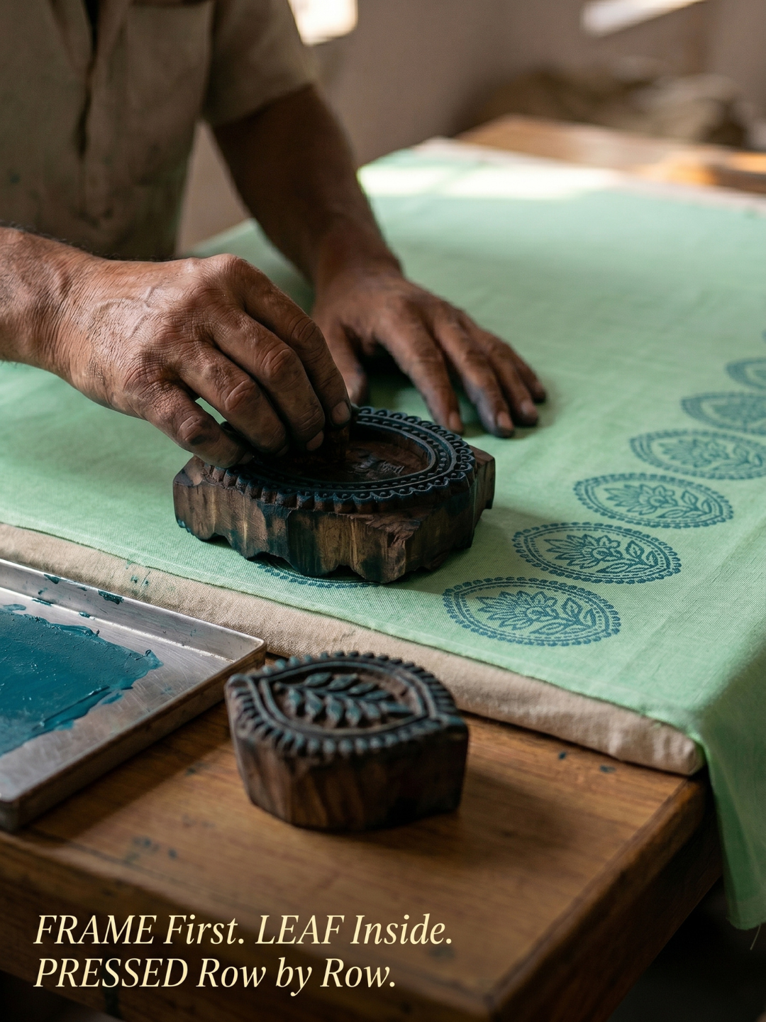 Mint Leaf Block Print | 3-Piece Unstitched Suit Set