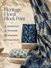 Indigo Floral Block Print | 3-Piece Unstitched Suit Set
