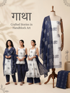 White & Black Elephant Block Print | 3-Piece Unstitched Suit Set