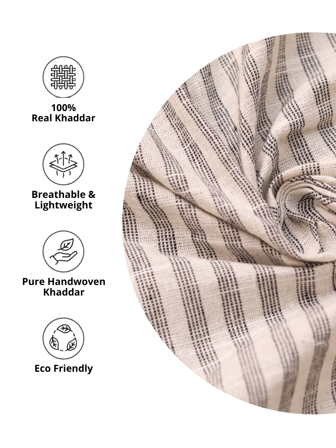 Textured Khadi Cotton Stripe Fabric