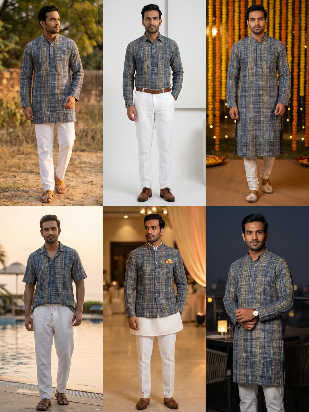 Khadi Kurta Fabric Combo Set - 5.5M