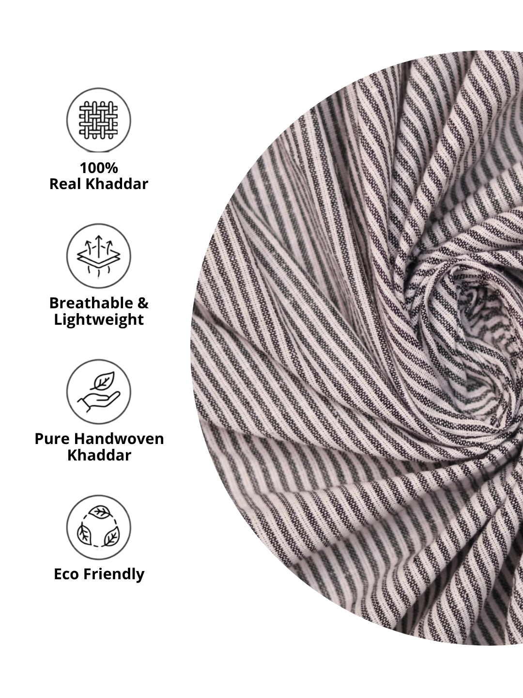 Traditional Khadi Striped Fabric