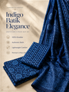 Blue Batik Spiral Print with Ethnic Dupatta 3 Pcs Unstitched Suit Set