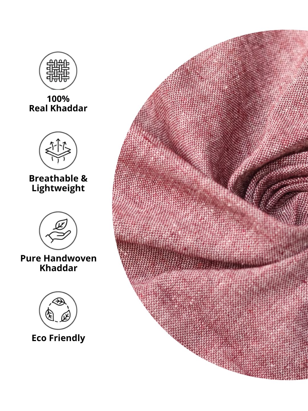 Pure Khadi Cotton Fabric – Plain Handwoven