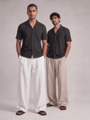Khadi Midnight Black Cuban Collar Half Sleeve  Shirt