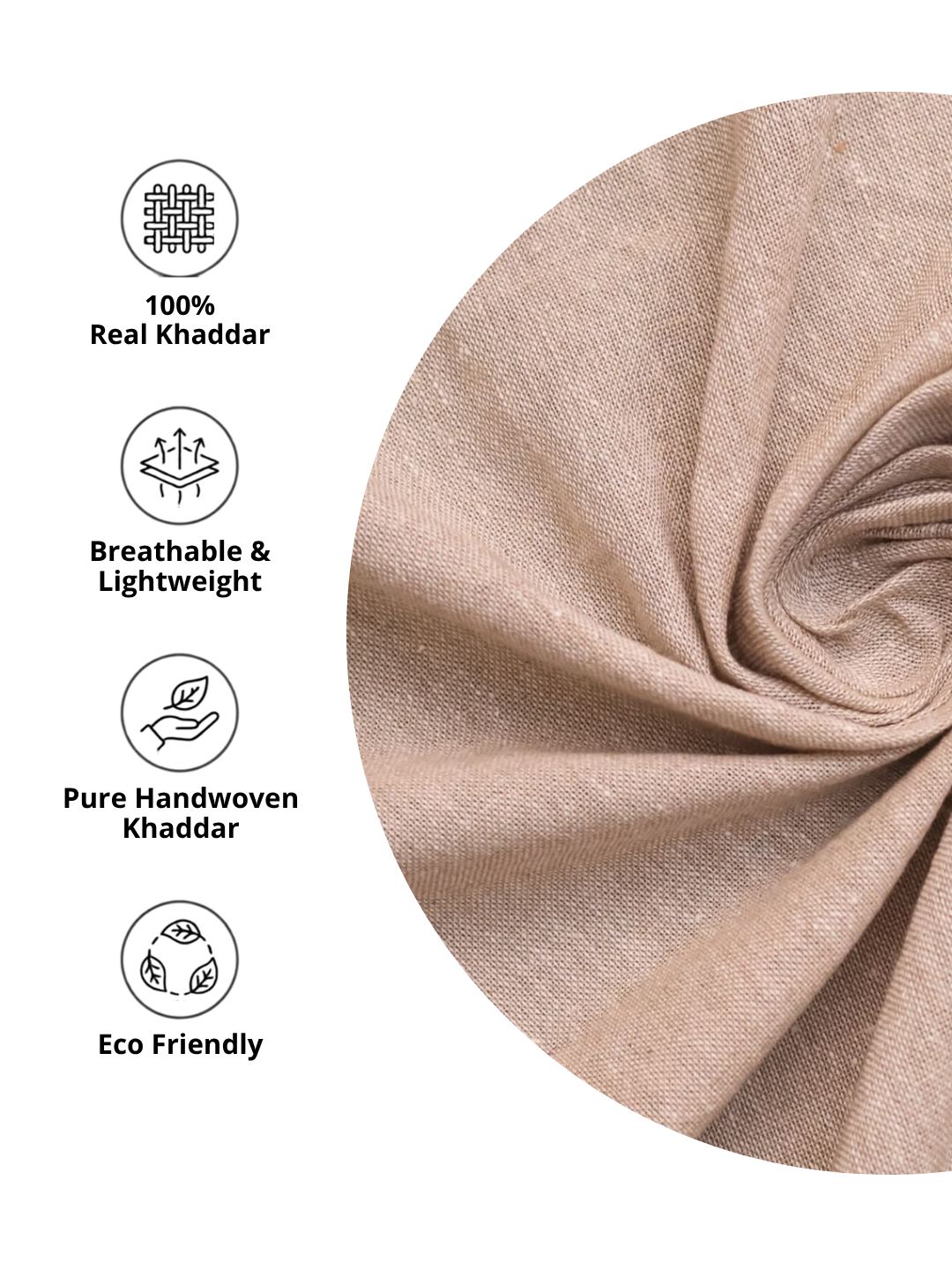 Handwoven Plain Khadi Cotton Fabric – Premium