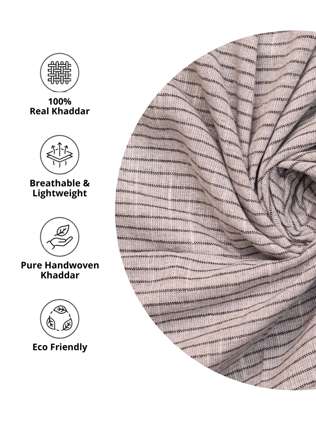 Pure Cotton Khadi Stripe Fabric