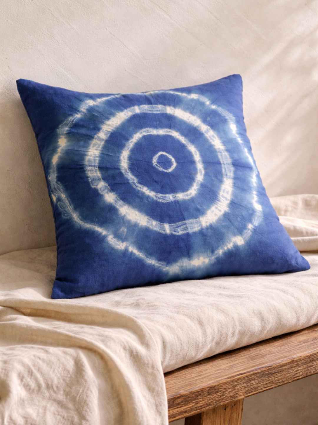 MOOL Tie-Dye Khadi Cushion Cover Blue-Pea Flower