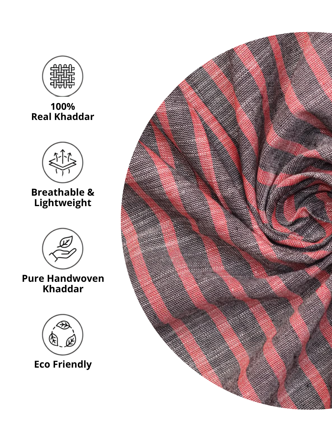 Natural Handloom Khadi Stripe Fabric