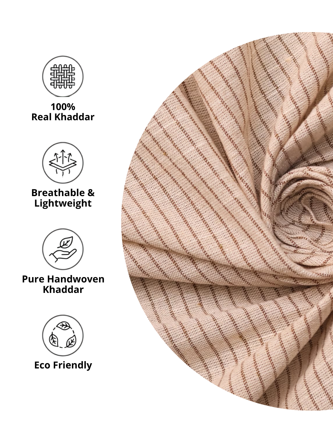 Soft Cotton Khadi Stripe Fabric