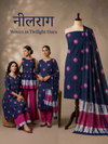 Navy Blue Tie-Dye Bandhani Motif | 3-Piece Unstitched Suit Set