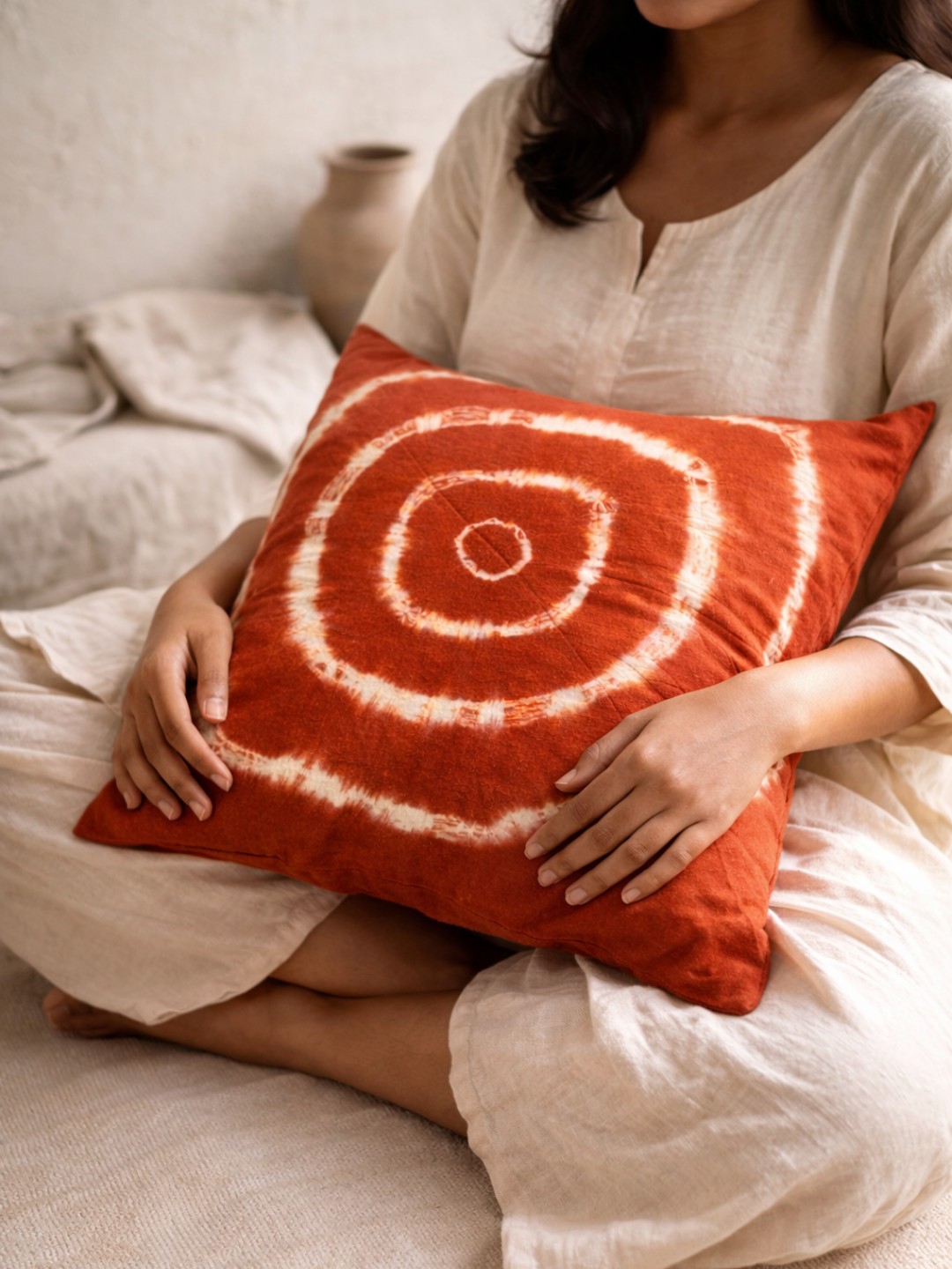 MOOL Tie-Dye Khadi Cushion Cover Manjistha
