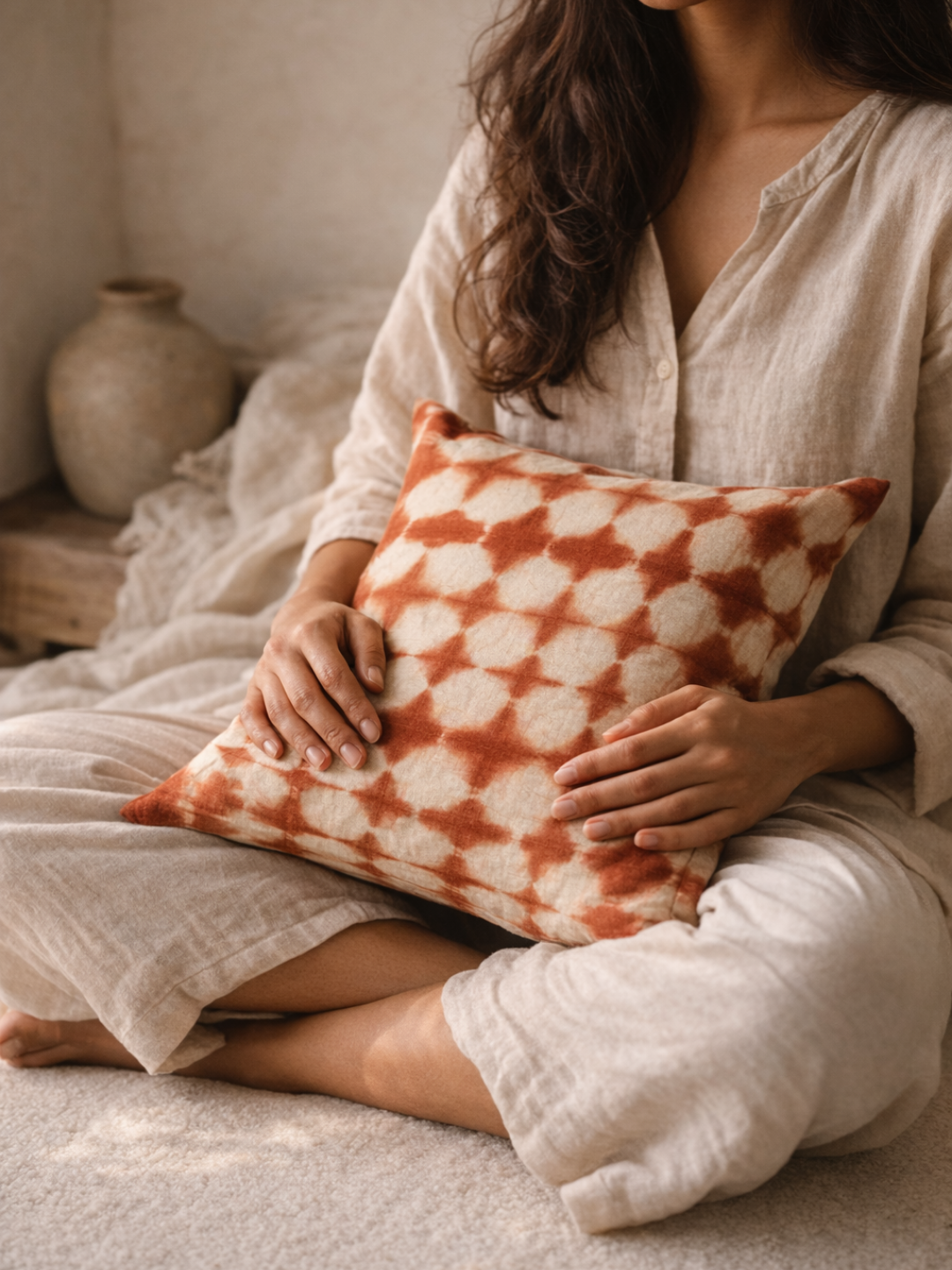 MOOL Khadi Manjistha Tie-Dye Cushion Cover