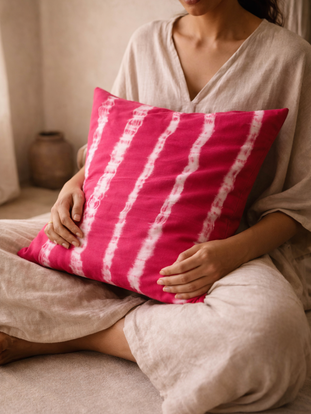 MOOL Hibiscus Tie-Dye Khadi Cushion Cover
