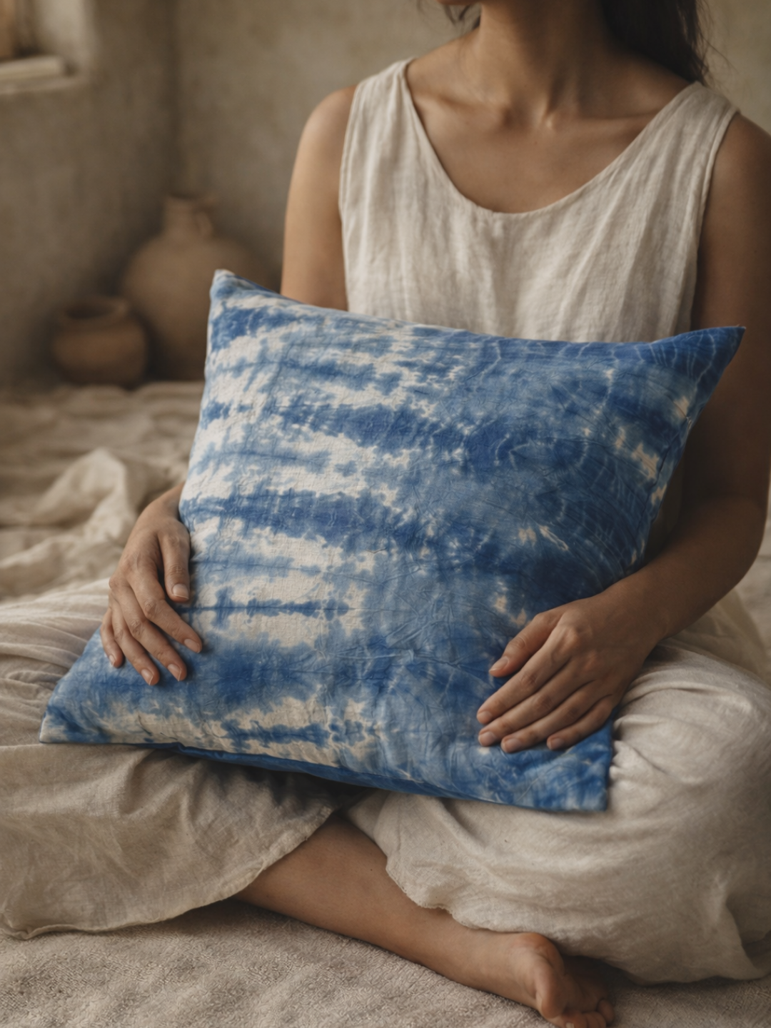 MOOL Blue-Pea Flower Dyed Khadi Cushion Cover