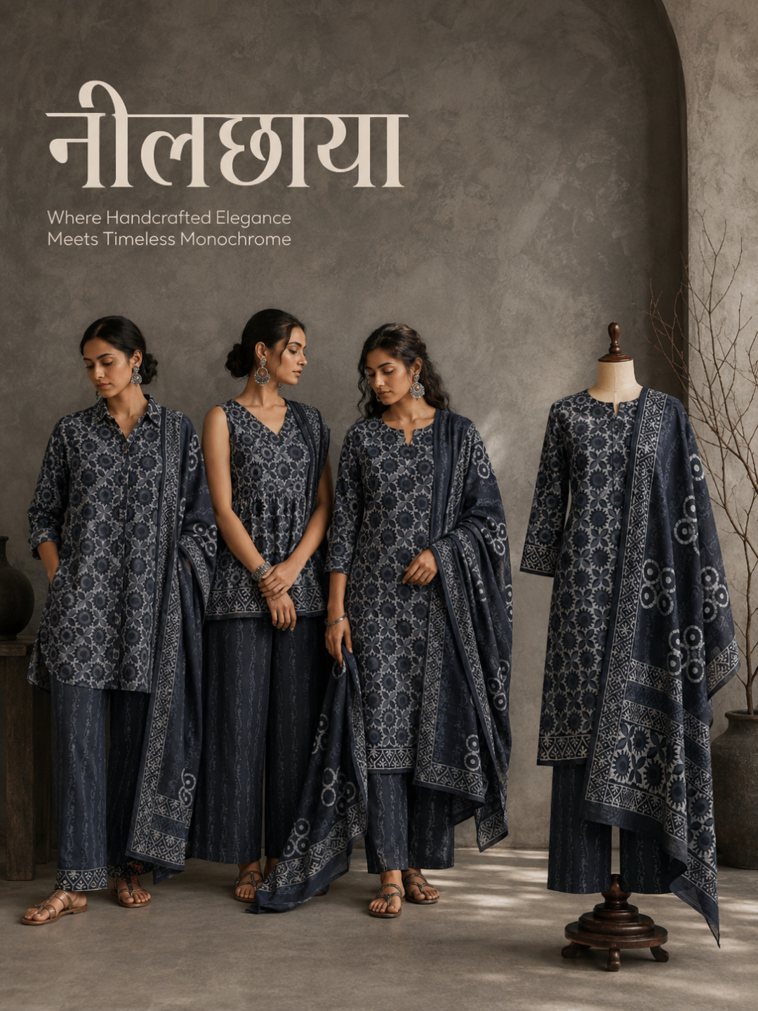 Misty Ash Batik Cotton Fabric  | 3-Piece Unstitched Suit Set