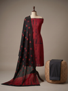 Red & Black Tie-Dye Shibori | 3-Piece Unstitched Suit Set