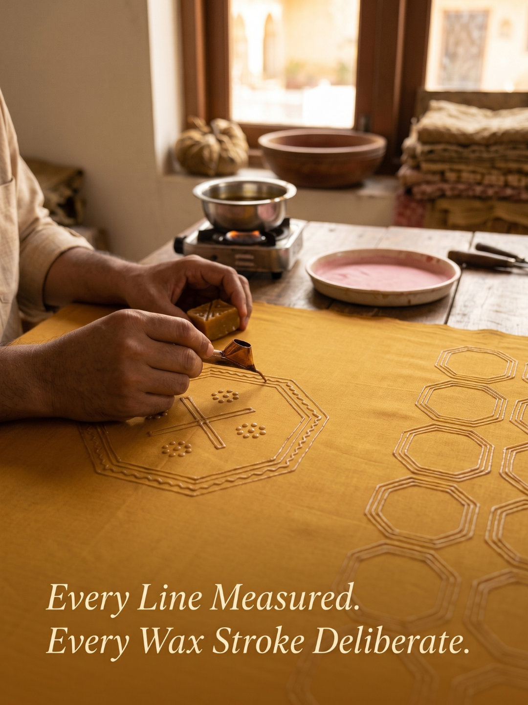 Mustard Mosaic Batik | 3-Piece Unstitched Suit Set