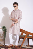 Vintage Ethnic Light Pink Print Cotton Kurta