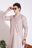 Vintage Ethnic Light Pink Print Cotton Kurta