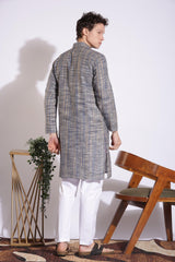 Elegant Blue Khadi Long Kurta